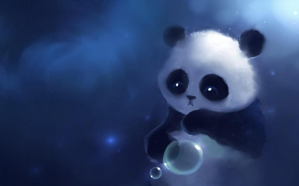 可爱熊猫绘画壁纸