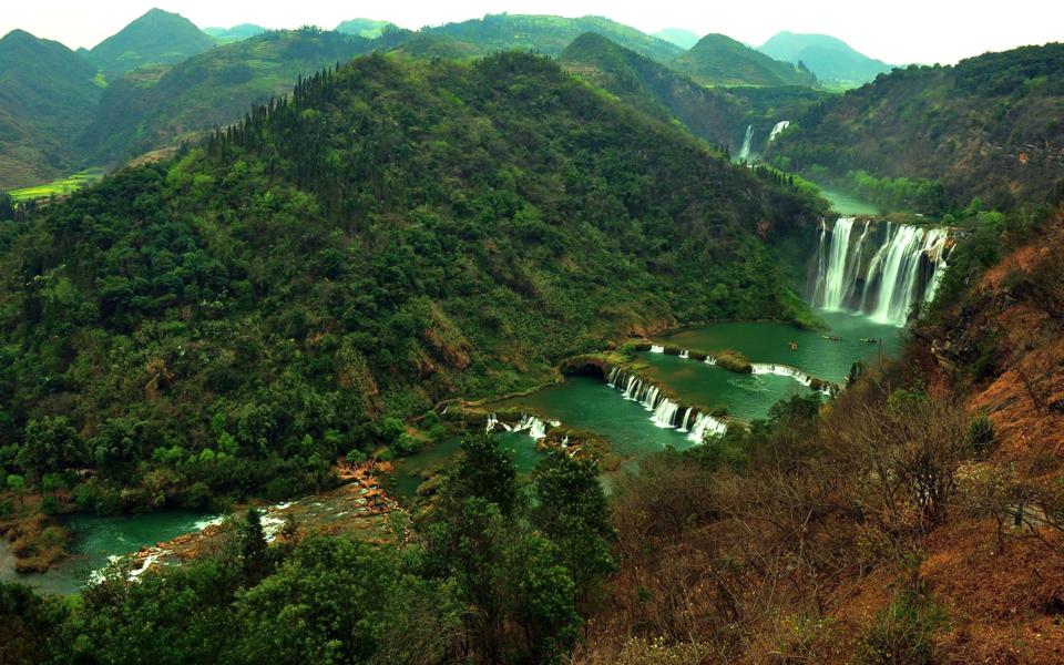 高清九龙瀑布风景桌面壁纸大图