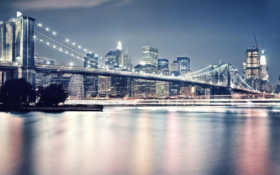 纽约布鲁克林大桥夜景壁纸