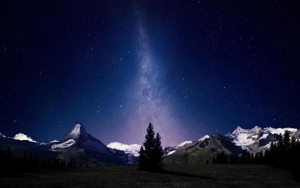 瑞士深夜星空风景电脑壁纸