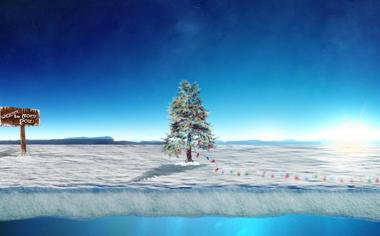雪地上的圣诞树风景桌面壁纸