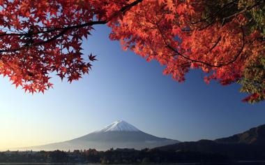 秋天美丽的日本富士山电脑风景桌面壁纸