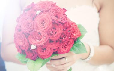 婚礼新娘手中的红色玫瑰花壁纸