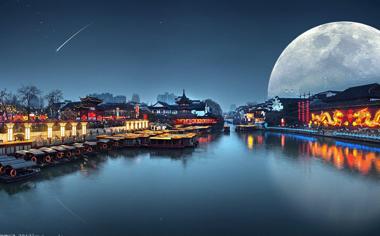 中国古镇夜景高清壁纸