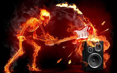 火焰骷髅吉他手音箱高清创意壁纸