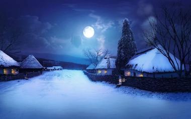 冬天夜晚风景桌面壁纸