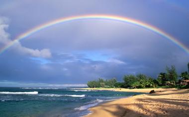 美丽海滩上的彩虹高清风景壁纸