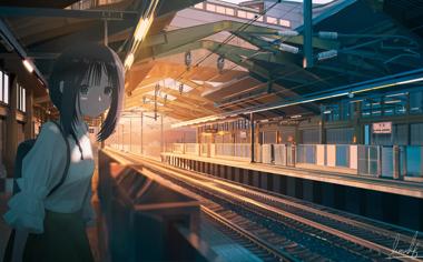 车站等地铁的女孩动漫壁纸