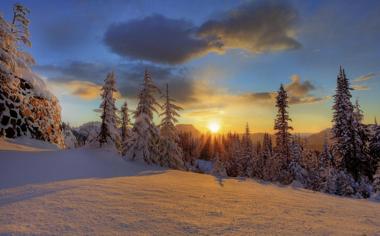 夕阳西下雪景图片大全