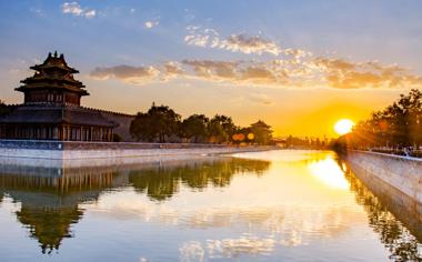 北京故宫角楼日落风景图片手机背景下载