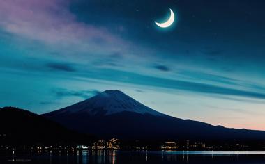 好看的的富士山夜景唯美桌面壁纸